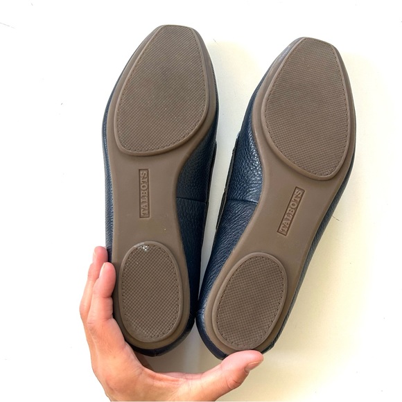 Talbots Dark Navy Blue Genuine Leather Lace-Up Bow Driving Moccasin Flats - Picture 6 of 9